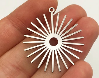 6pcs En acier inoxydable Géométrique Sun Charm Pendentif, Geometric Sun Earring Findings, Sun Necklace, Laser Cut Jewelry Supplies STL-3085