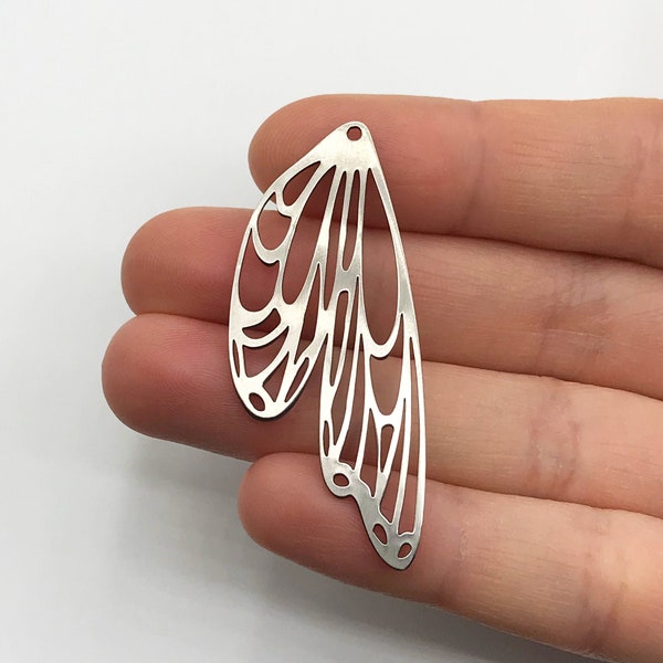 2pcs Stainless Steel Butterfly Wing Charm Pendant, Geometric Wing Charm, DIY Earring Charms for Jewelry Making, Laser Cut Supplies STL-3069