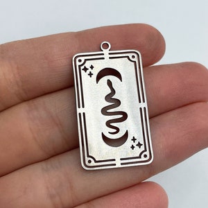 2pcs Stainless Steel Card Charm, Snake Card Charm, Tarot Card Charm ,Mystical Witchy Charms Findings, Laser Cut Jewelry Supplies STL-3347