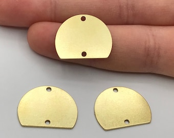 6pcs Raw Brass Half Round Connector Charm, D Connector, 2 Hole Connector Earring Findings, Laser Cut Jewelry Making Supplies RW-1121