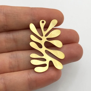 2pcs Raw Brass Leaf Charm, Leaf Pendant, Tree Leaves Charm, Geometric Brass Leaf Charm, Leaf Earring, Laser Cut Jewelry Supplies RW-1258