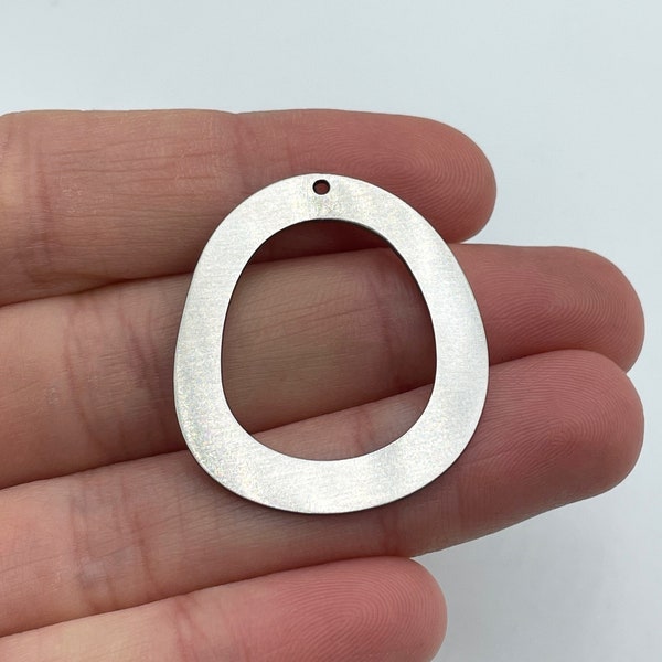 6pcs Stainless Steel Oval Ring Earring Connector Charm, Oval Hoop Charm for Earring Making, Earring Connectors, Jewelry Supplies STL-3198