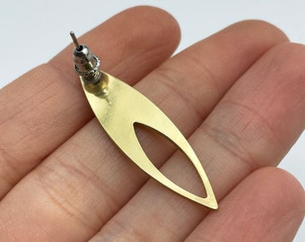 6pcs perno de pendiente de latón crudo, poste de pendiente ovalado de latón, perno ovalado, postes de pendiente, pendiente conector de latón, suministros de joyería de corte láser RW-1469