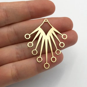 2pcs Raw Brass Sun Earring Connector Charm, Sunshine Earring Connector, Brass Earring Findings, Laser Cut Jewelry Supplies RW-1195