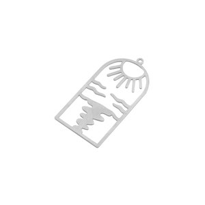 22x43mm Stainless Steel Sun and Waves Charm, Steel Landscape Charm, Steel Earring Charms, Laser Cut Jewelry Making Supplies STL-4011