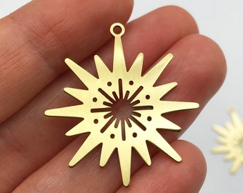 2 stücke Roh Messing Nordstern Polarstern Starburst Sunburst Charme Anhänger, Nordstern Sunburst Ohrring Charme, Laser geschnitten Schmuck Lieferungen RW-1149