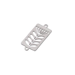 6pcs Stainless Steel Flower Charm, Leaf Charm, Steel Earring Connectors, Laser Cut Surgical Steel Jewelry Accessories 12x25x0.8mm STL-3941