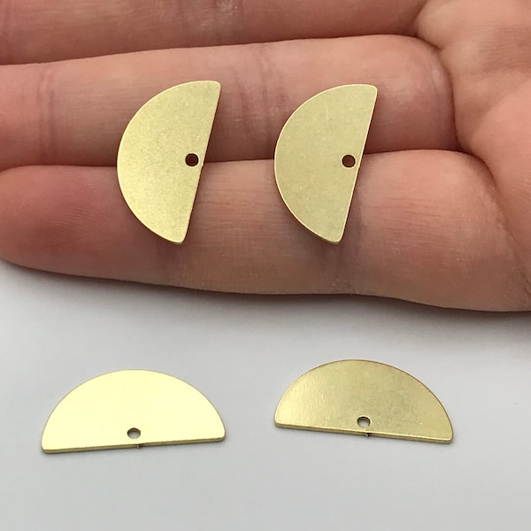 6pcs Raw Brass Semi Circle Blank Connector Charm Pendant, Half Moon Connector Earring Findings, Laser Cut Jewelry Making Supplies RW-1122