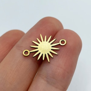 6pcs Raw Brass Connector, Brass Sun Connector, Sun Charm, 2 Hole Connector, Brass Connectors for Jewelry Making, Brass Findings RW-1428