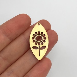 2pcs Raw Brass Daisy Flower Charm, Flower Pendant for Jewelry Making, Sunflower Earring Charm, Laser Cut Jewelry Supplies RW-1309