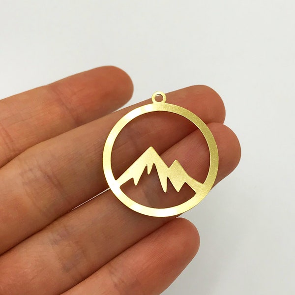 6pcs Raw Brass Mountain Charm, Mountain Range Peaks Charm, Mountain Hill Necklace Pendant, Laser Cut Jewelry Supplies RW-1027