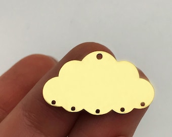 6pcs Raw Brass Cloud Earring Connector Charm Pendant, Laser Cut Brass Cloud Charms for Jewelry Making, Jewelry Supplies RW-1139