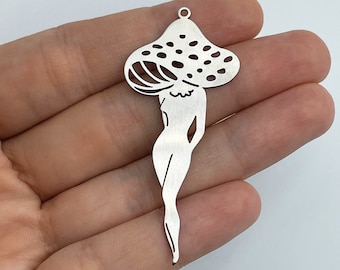 2pcs Stainless Steel Mushroom Charm, Mushroom Pendant, Mushroom Lady Charm, Steel Earrings Charms, Laser Cut Jewelry Making SuppliesSTL-3545