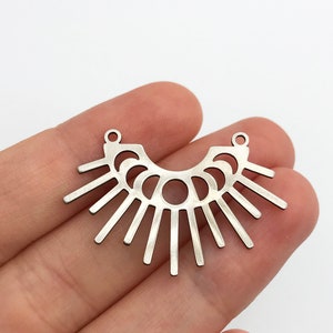 2pcs Stainless Steel Half Round Sun Moon Phases Crescent Charm Pendant, Semi Circle Sun and Lunar Phase Earring Connector Charm STL-3148