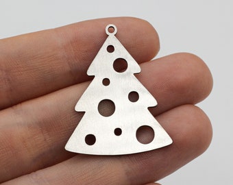 2pcs Stainless Steel Christmas Tree Charm, Christmas Tree Pendant, Christmas Charms, Steel Charms for Jewelry Making, Earring CharmsSTL-3407