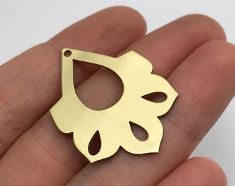 2pcs Raw Brass Earring Charm, Earring Connector, Earring Pendant, Brass Oval Charm, Earring Accessories, Laser Cut Jewelry Supplies RW-1488
