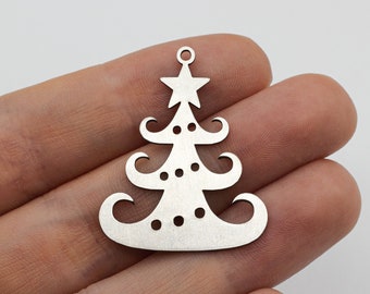2pcs Stainless Steel Christmas Tree Charm, Tree Charm Pendant, Steel Christmas Charms, Earring Charms, Laser Cut Jewelry Supplies STL-3421