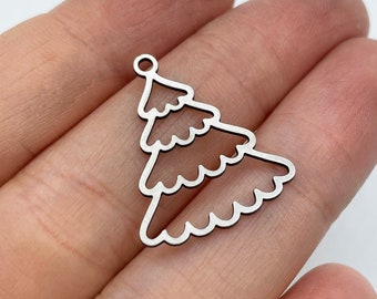 2pcs Stainless Steel Christmas Tree Charm, Tree Charm, Steel Christmas Charms, Earring Charms, Laser Cut Jewelry Making Supplies STL-3463