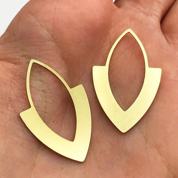 6pcs Raw Brass Geometric Earring Connector, Almond Shaped Earring Connector Charm Pendant, Laser Cut Brass Earring Findings RW-1119