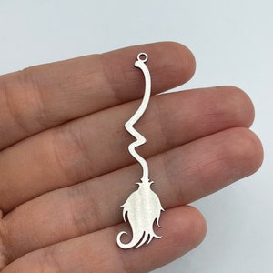 6pcs Stainless Steel Broom Charm, Broom Pendant, Witch Broom Broomstick Charm, Steel Halloween Charms, Laser Cut Jewelry Supplies STL-3370