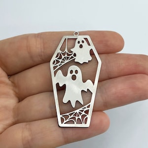 2pcs Stainless Steel Coffin Charm, Ghost Coffin Charm Pendant, Spooky Halloween Charms, Halloween Jewelry, Jewelry Supplies STL-3567