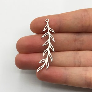2pcs Stainless Steel Olive Branch Charm, Branch Pendant, Leaf Charm, Leaf Pendant, Leaf Jewelry, Laser Cut Steel Jewelry Supplies STL-3205
