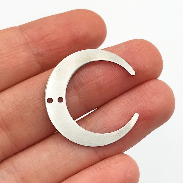 6pcs Stainless Steel Crescent Moon Connector Charm Pendant, 2 Hole Moon Geometric Connector Findings, Laser Cut Jewelry Supplies STL-3109