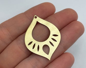 2pcs Raw Brass Earring Charm, Earring Accessories, Earring Pendant, Brass Oval Charm, Earring Connector, Brass Jewelry Supplies RW-1485