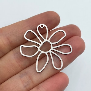 6pcs Stainless Steel Flower Charm, Flower Pendant, Steel Flower Earring Findings, Flower Shaped Pendants, Jewelry Making Supplies STL-3003