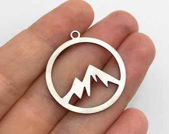 6pcs Acier inoxydable Charme de montagne, Mountain Range Peaks Charm, Mountain Hill Collier Pendentif, Fournitures de bijoux découpées au laser STL-3027