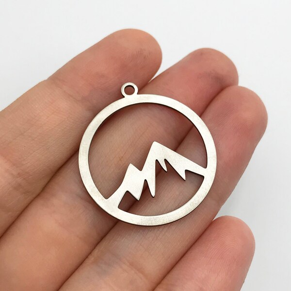 6pcs Stainless Steel Mountain Charm, Mountain Range Peaks Charm, Mountain Hill Necklace Pendant, Laser Cut Jewelry Supplies STL-3027