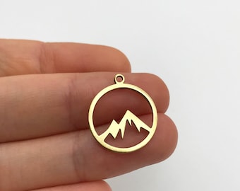6 pcs Raw Brass Tiny Mountain Range Peaks Charm, Mountain Hill Necklace Pendant, Mountain Earring Charm, Laser Cut Jewelry Supplies RW-1265