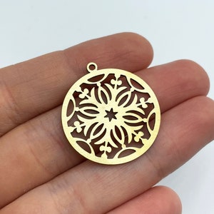 2pcs Raw Brass Snowflake Charm, Christmas Charms, Snowflake Pendant, Earring Charms, Holiday Charms, Winter Charms Laser Cut RW-1422