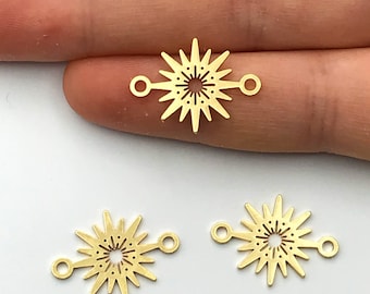 Jewelry Craft Supplies Matte Gold Plated  2 Pcs Sun Brass Pendant FC491-MG