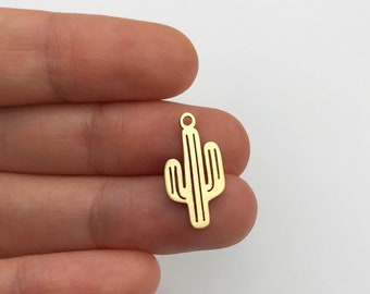 8pcs-Brass Cactus Charm silver tone available bronze tone desert plant charm