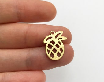 6pcs Raw Brass Tiny Pineapple Charm, Pineapple Pendant, Cutout Pineapple Earring Charm, Pineapple Necklace, Laser Cut Jewelry RW-1263