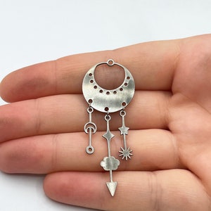 Stainless Steel Witch Charms ,Steel Charms With 1 Loop , 0.6x32x38 mm  ,Earring Charms Findings ML42