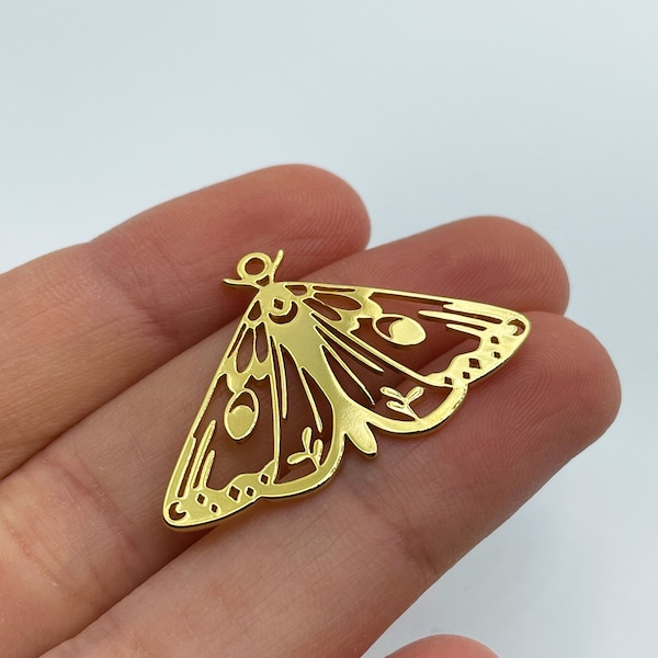 Shiny Gold Plated Butterfly Charm, Celestial Butterfly Pendant, Moth Charm, Mystical Charms for Jewelry Making, Jewelry Supplies GLD-1288