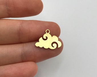 6pcs Raw Brass Tiny Cloud Charm, Cloud Pendant, Wind Cloud Charm, Cloud Necklace, Cloud Earring Charm, Laser Cut Jewelry Supplies RW-1261