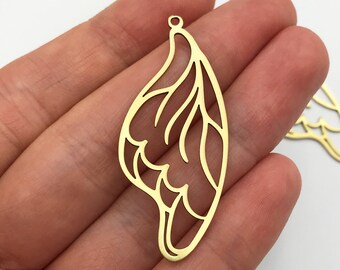 6pcs Raw Brass Butterfly Wing Charm, Butterfly Wing Pendant, DIY Wing Earring Charms for Jewelry Making, Laser Cut Supplies RW-1155