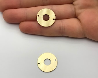 6pcs Raw Brass Round Connector Charm, Round Links, 2 Hole Earring Connectors, Brass Earring Findings, Laser Cut Jewelry Supplies RW-1204