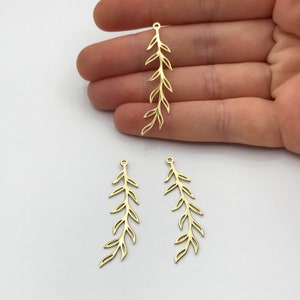 2pcs Raw Brass Olive Branch Charm, Branch Pendant, Leaf Charm, Leaf Pendant, Leaf Jewelry, Laser Cut Brass Jewelry Supplies RW-1205