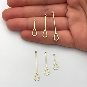 6pcs Raw Brass Drop Shaped Stick Charm Pendant, Drop Shaped Brass Earring Charm, Laser Cut Jewelry Supplies for Earring Making RW-1167