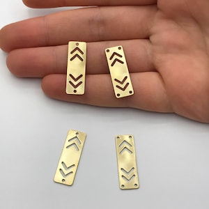 6pcs Raw Brass Bar Connector Charm, Arrow Shaped Bar Charm Pendant, Brass Connectors for Jewelry Making, Jewelry Supplies RW-1219