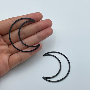 2pcs 42x51mm Black Plated Crescent Moon Charm, Hollow Moon
