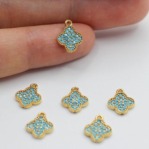10pcs 14x11.5mm 14k Gold Plated Brass Zircon Clover Charm 10pcs 14x11.5mm 14k Gold Plated Brass Zircon Clover Charm