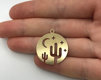8pcs-Brass Cactus Charm silver tone available bronze tone desert plant charm