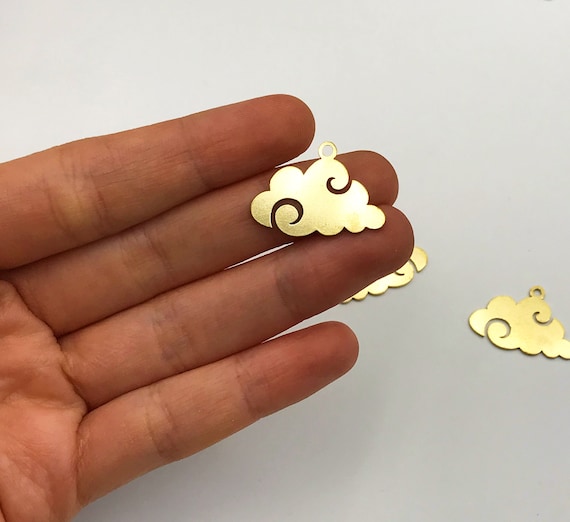 6pcs Raw Brass Cloud Charm, Cloud Pendant, Brass Charms for Jewelry Making, Brass Earring Findings, Laser Cut Jewelry Supplies RW-1007