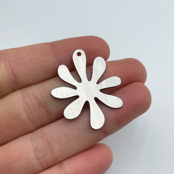 Silver daisy flower charms, Stainless steel jewelry making supplies