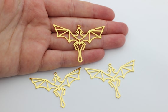 24K 本物の金メッキドラゴンチャーム、ドラゴンペンダント、折り紙 